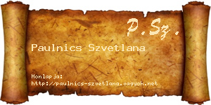 Paulnics Szvetlana névjegykártya